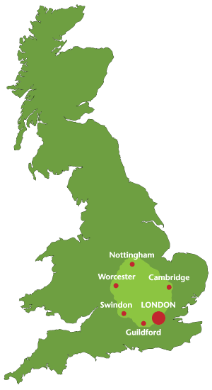 UK map showing delivery area